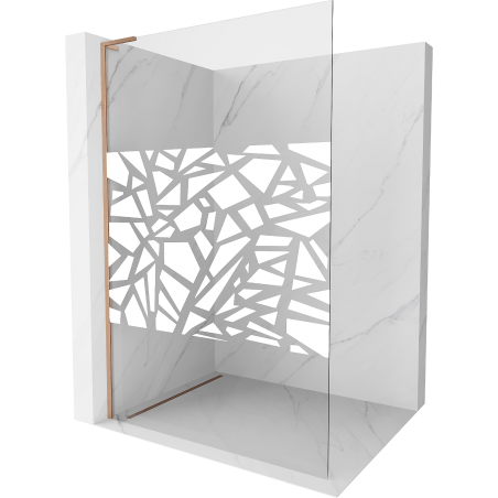 Mexen Kioto L dušo siena Walk-in 70 x 200 cm, baltas raštas, šepečiu dengta varis - 800-070-103-65-85