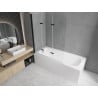 Mexen Vega stačiakampė vonia 150 x 70 cm su apdaila ir 3 dalių uždanga 120 cm, skaidri, juoda - 550115070X9012037000