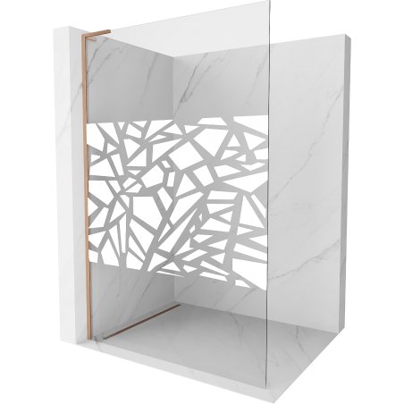 Mexen Kioto L Walk-in dušo siena 100 x 200 cm, balta raštas, šlifuota varis - 800-100-103-65-85
