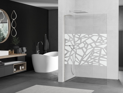 Mexen Kioto L dušo siena Walk-in 70 x 200 cm, baltas raštas, šlifuotas nikelis - 800-070-103-97-85