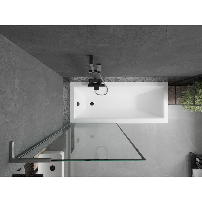 Mexen Next L vonios sienelė su 1 sparnu 80 x 150 cm, juodas rėmelis, gun gray šlifuotas - 895-080-000-03-70-66