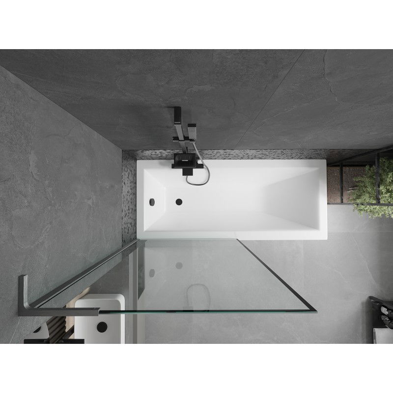 Mexen Next L vonios ekranas, 1-sparno 90 x 150 cm, juodas rėmas, gun gray šlifuotas - 895-090-000-03-70-66