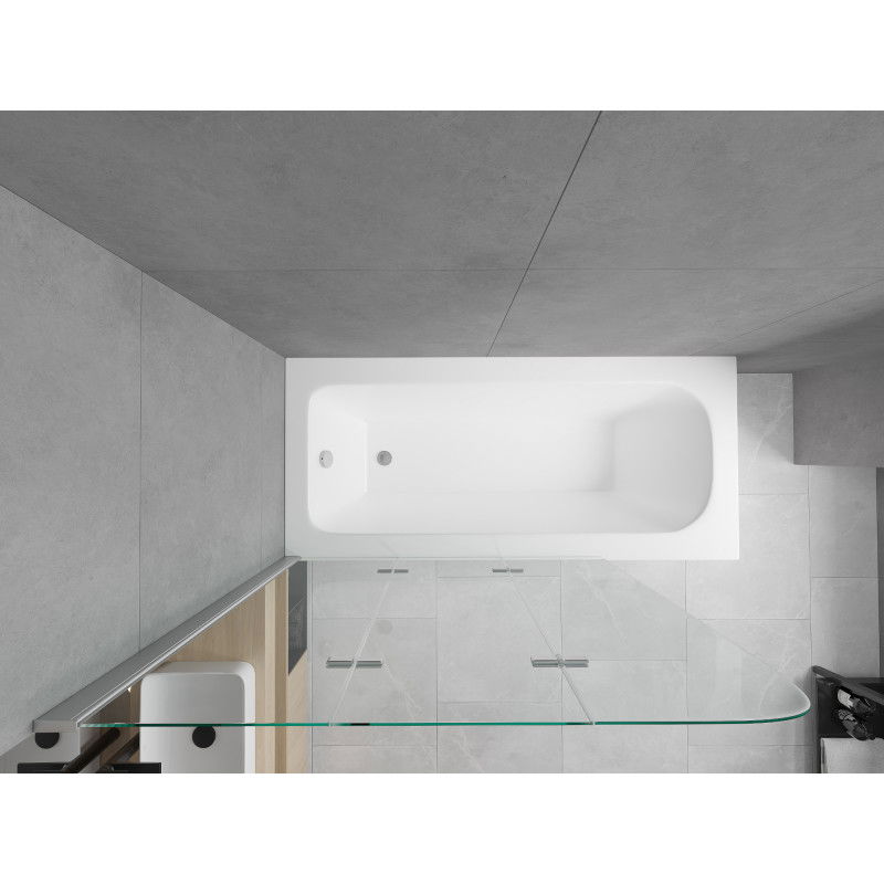 Mexen Vega stačiakampė vonia 150 x 70 cm su apdaila ir 3-dalių ekranu 120 cm, skaidri, chromas - 550115070X9012030100