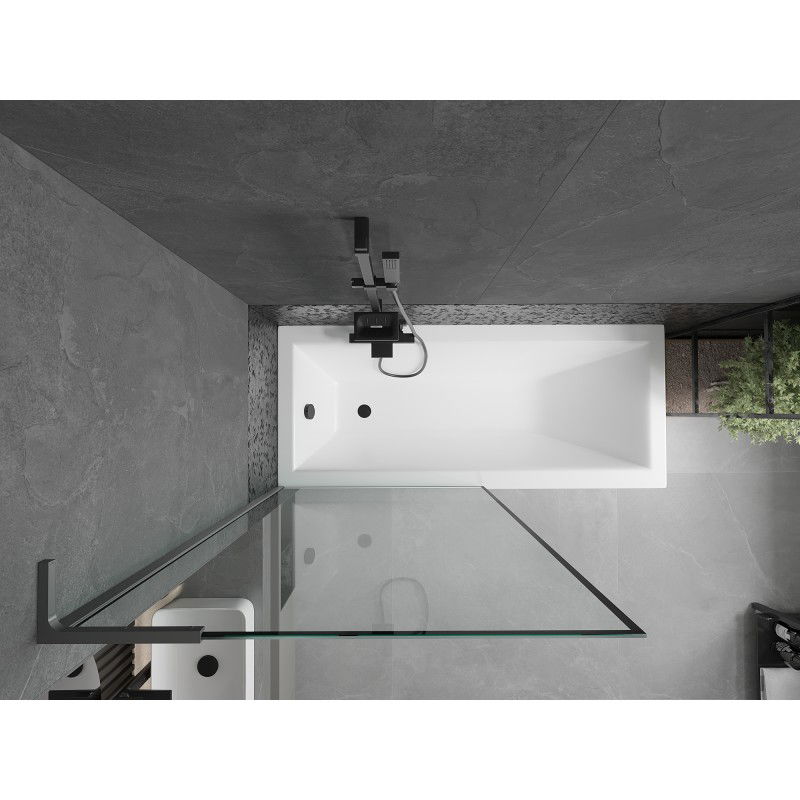 Mexen Next L vonios panelis, 1-duris 90 x 150 cm, juodas rėmelis, ginklų metalas - 895-090-000-03-70-95