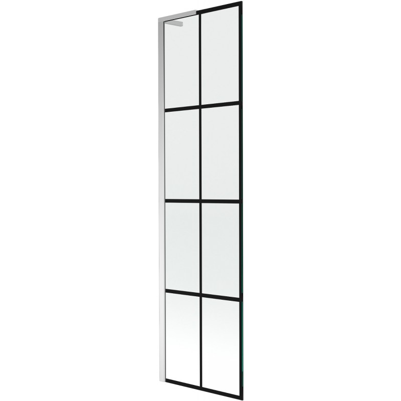Mexen Next L vonios ekranas, 1 durų, 50 x 150 cm, juodas raštas, chromas - 895-050-000-03-77-01