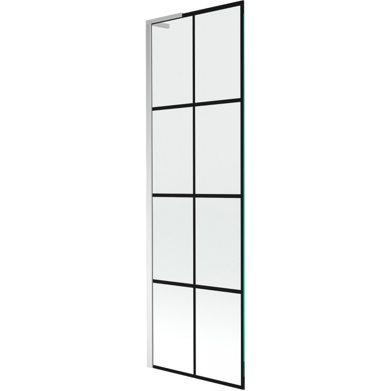 Mexen Next L vonios ekrano siena 1 sparnas 60 x 150 cm, juodas raštas, chromas - 895-060-000-03-77-01