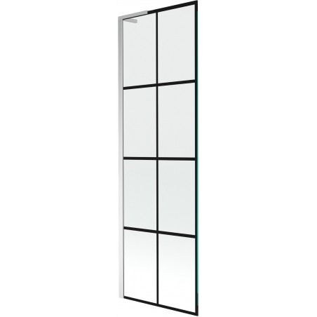 Mexen Next L vonios ekrano siena 1 sparnas 60 x 150 cm, juodas raštas, chromas - 895-060-000-03-77-01