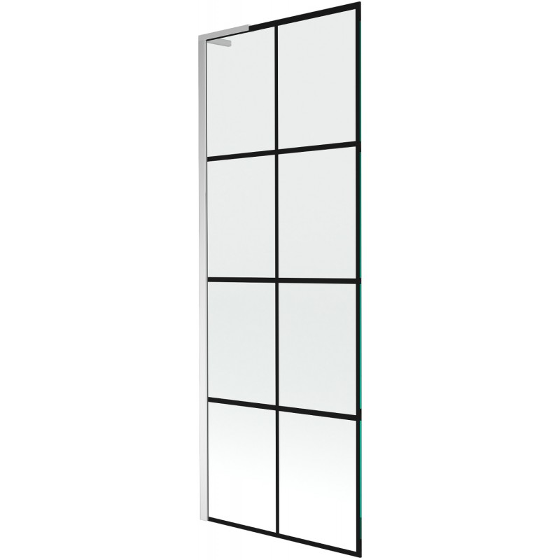 Mexen Next L vonios užuolaida, 1 sparno, 70 x 150 cm, juoda tinklelis, chromas - 895-070-000-03-77-01