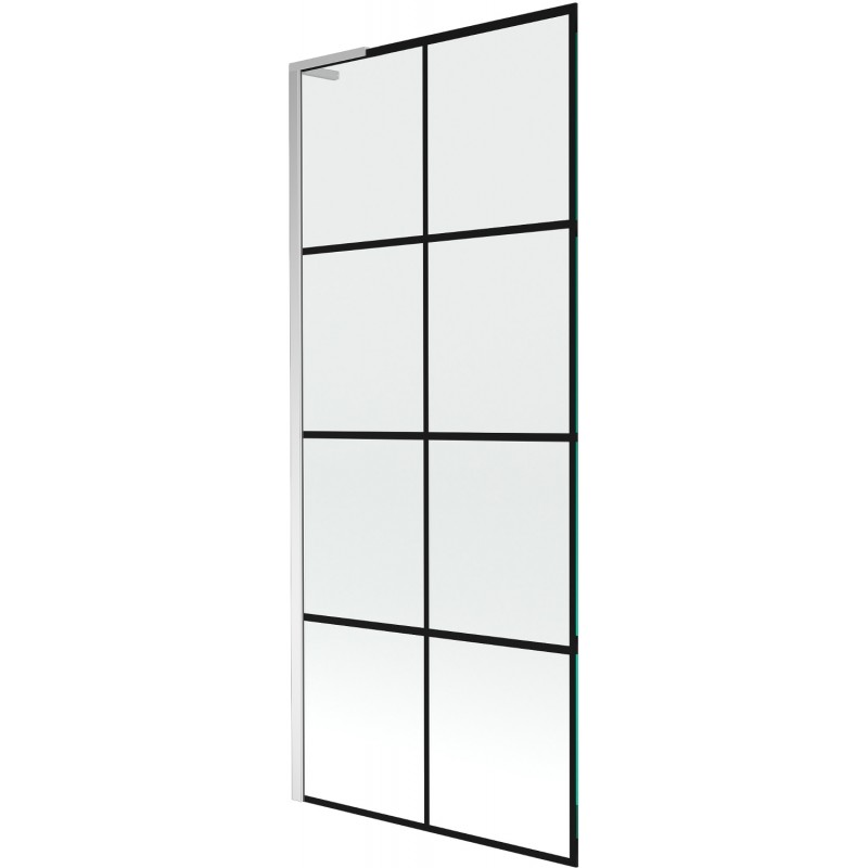 Mexen Next L vienasparnis vonios ekranas 80 x 150 cm, juodas raštas, chromas - 895-080-000-03-77-01
