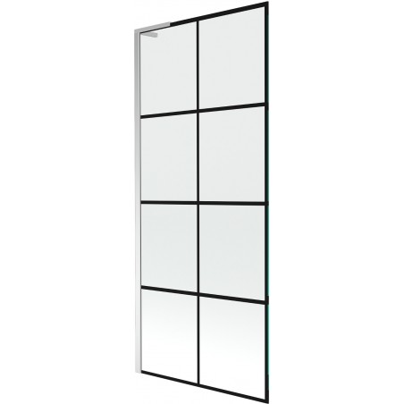 Mexen Next L vienasparnis vonios ekranas 80 x 150 cm, juodas raštas, chromas - 895-080-000-03-77-01