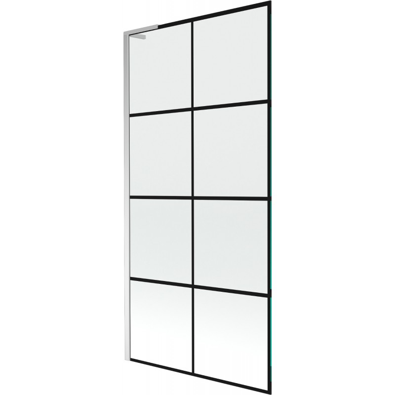 Mexen Next L vonios pertvara 1 durų 90 x 150 cm, juodas tinklelis, chromas - 895-090-000-03-77-01