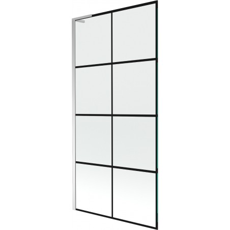 Mexen Next L vonios pertvara 1 durų 90 x 150 cm, juodas tinklelis, chromas - 895-090-000-03-77-01