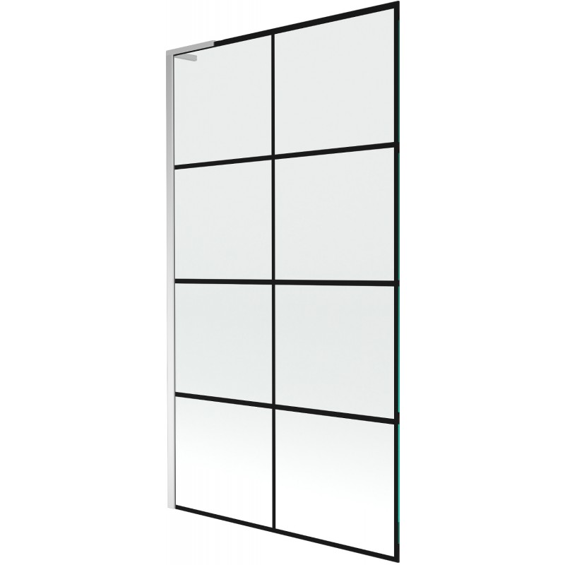 Mexen Next L vonios ekranas, 1 sparnas, 100 x 150 cm, juodas tinklelis, chromas - 895-100-000-03-77-01