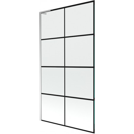 Mexen Next L vonios ekranas, 1 sparnas, 100 x 150 cm, juodas tinklelis, chromas - 895-100-000-03-77-01