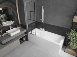 Mexen Next L vonios kambario pertvara 1-durys 50 x 150 cm, juodas tinklelis, balta - 895-050-000-03-77-20