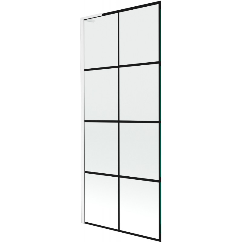 Mexen Next L vonios ekranas, 1 durų, 80 x 150 cm, juodas raštas, baltas - 895-080-000-03-77-20