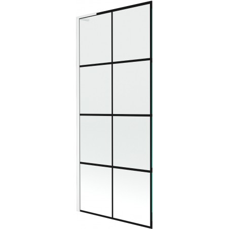 Mexen Next L vonios ekranas, 1 durų, 80 x 150 cm, juodas raštas, baltas - 895-080-000-03-77-20