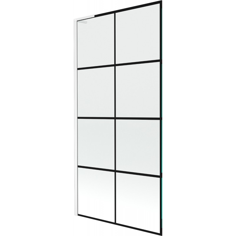 Mexen Next L vonios pertvara, vieno lapo 90 x 150 cm, juodas tinklelis, balta - 895-090-000-03-77-20