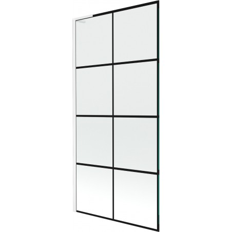 Mexen Next L vonios pertvara, vieno lapo 90 x 150 cm, juodas tinklelis, balta - 895-090-000-03-77-20