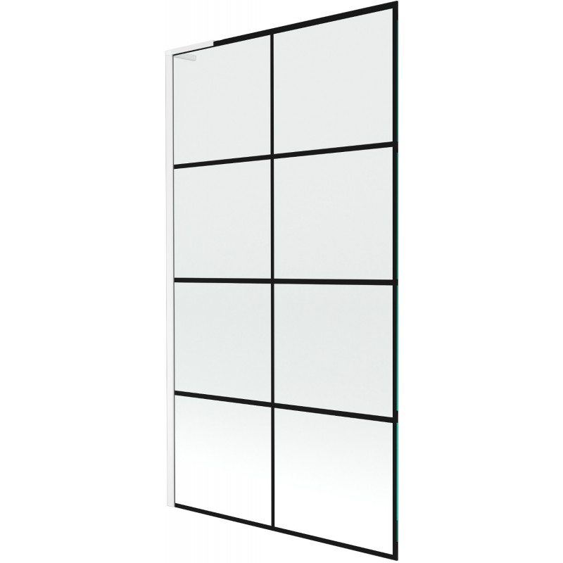 Mexen Next L vonios pertvara vienos durys 100 x 150 cm, juodas tinklelis, baltas - 895-100-000-03-77-20