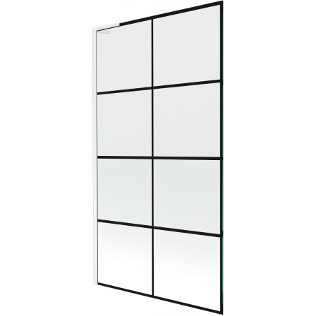 Mexen Next L vonios pertvara vienos durys 100 x 150 cm, juodas tinklelis, baltas - 895-100-000-03-77-20