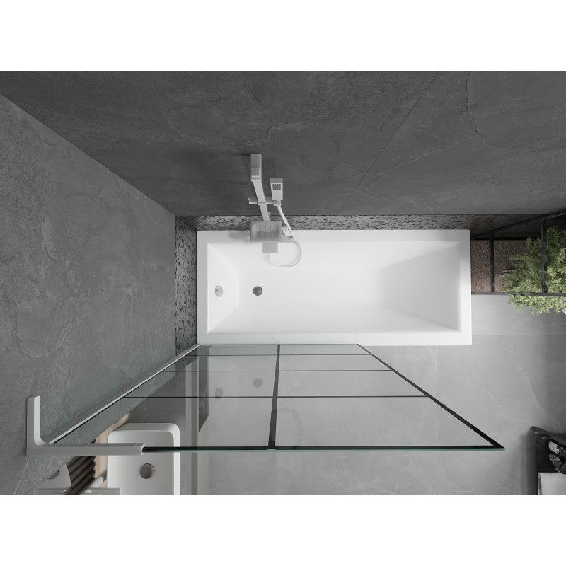 Mexen Next L vonios pertvara vienos durys 100 x 150 cm, juodas tinklelis, baltas - 895-100-000-03-77-20