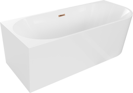 Mexen Mia laisvai pastatoma kampinė vonia kairė 150 x 75 cm, balta, rožinis auksas - 52691507500L-60