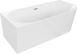 Mexen Mia laisvai pastatoma kampinė vonia kairė 150 x 75 cm, balta, šlifuota vario perpylimas - 52691507500L-65