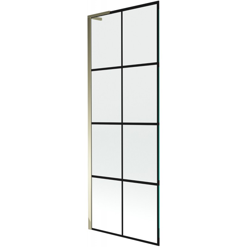Mexen Next L vonios ekrano su vienu sparnu 70 x 150 cm, juodas tinklelis, auksinis - 895-070-000-03-77-50