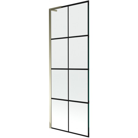 Mexen Next L vonios ekrano su vienu sparnu 70 x 150 cm, juodas tinklelis, auksinis - 895-070-000-03-77-50