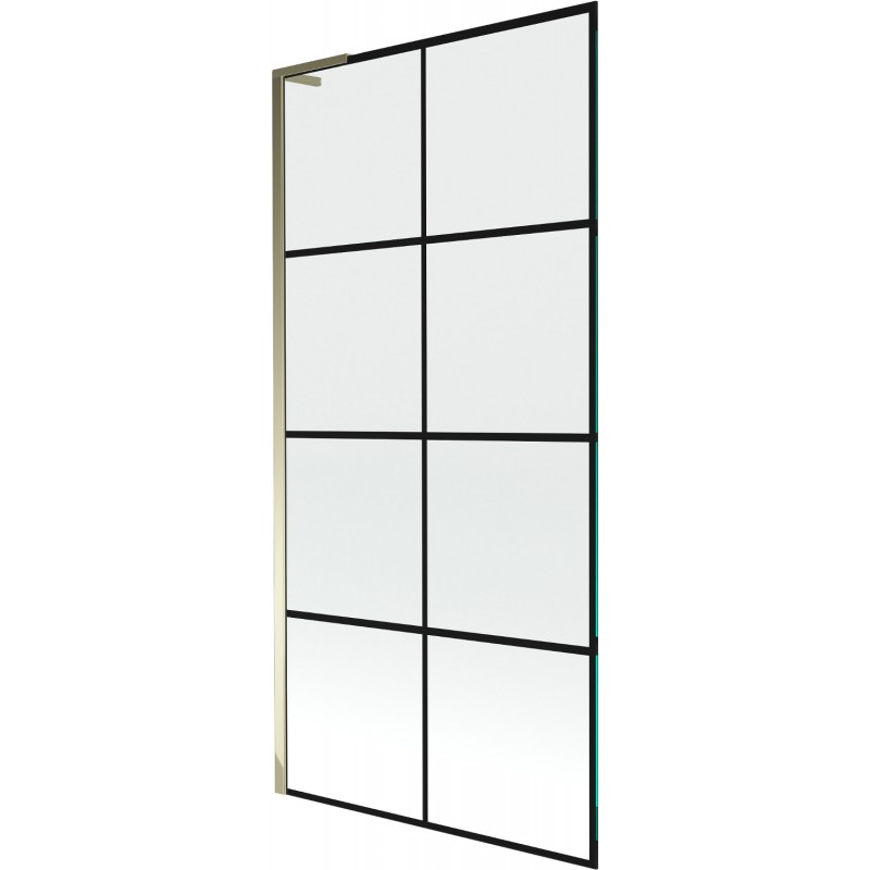 Mexen Next L vonios ekranas, 1 durys, 90 x 150 cm, juodas tinklelis, auksinis - 895-090-000-03-77-50