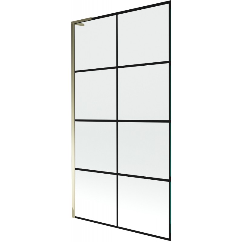 Mexen Next L vonios sienelė, vienos dalies, 100 x 150 cm, juodas tinklelis, auksinis - 895-100-000-03-77-50