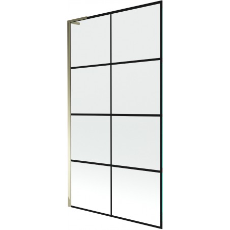 Mexen Next L vonios sienelė, vienos dalies, 100 x 150 cm, juodas tinklelis, auksinis - 895-100-000-03-77-50