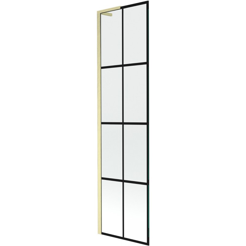 Mexen Next L vonios užuolaida, vienos dalies 50 x 150 cm, juodas raštas, auksinis šlifuotas - 895-050-000-03-77-55