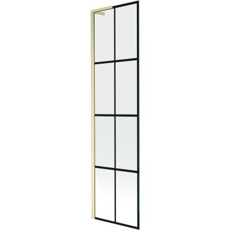 Mexen Next L vonios užuolaida, vienos dalies 50 x 150 cm, juodas raštas, auksinis šlifuotas - 895-050-000-03-77-55