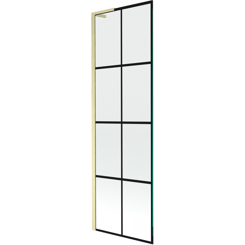 Mexen Next L vonios ekrano 1-durų 60 x 150 cm, juodos spalvos raštas, auksinis šlifuotas - 895-060-000-03-77-55