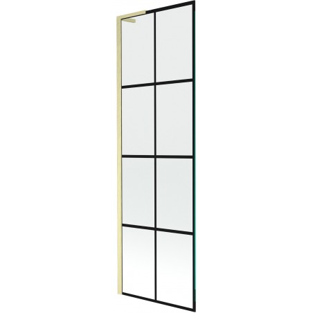 Mexen Next L vonios ekrano 1-durų 60 x 150 cm, juodos spalvos raštas, auksinis šlifuotas - 895-060-000-03-77-55