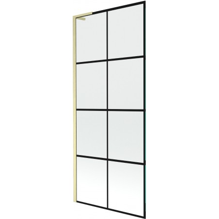 Mexen Next L vonios pertvara, vienos dalies, 80 x 150 cm, juodas raštas, šlifuotas auksinis - 895-080-000-03-77-55