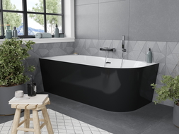 Mexen Mia vonios kambario storis kairysis 150 x 75 cm, balta/juoda, chromas - 52691507575L-01