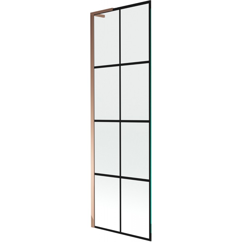 Mexen Next L 1-durų vonios sienelė 60 x 150 cm, juodas raštas, rožinis auksas - 895-060-000-03-77-60