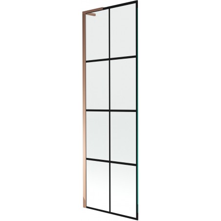 Mexen Next L 1-durų vonios sienelė 60 x 150 cm, juodas raštas, rožinis auksas - 895-060-000-03-77-60