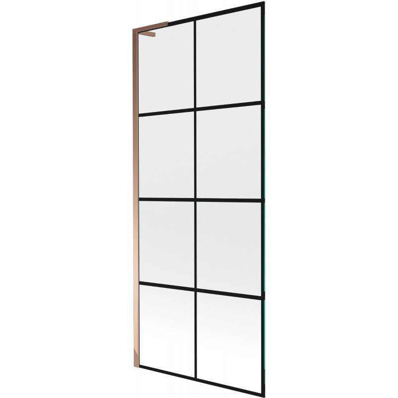 Mexen Next L vonios ekranas 1-duris 80 x 150 cm, juodas tinklelis, rožinis auksas - 895-080-000-03-77-60