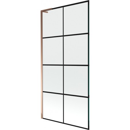 Mexen Next L vonios sienelė, 1-panelei, 90 x 150 cm, juodas tinklelis, rožinis auksas - 895-090-000-03-77-60