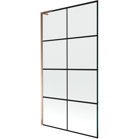 Mexen Next L vonios pertvara, 1-durys, 100 x 150 cm, juodas tinklelis, rožinis auksas - 895-100-000-03-77-60