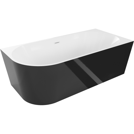Mexen Mia laisvai pastatoma kampinė vonia dešinėje 150 x 75 cm, balta/juoda, balta perpylimo sistema - 52691507575P-20