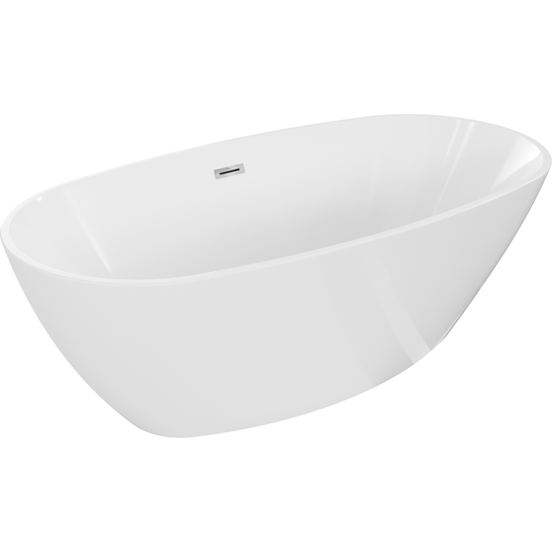 Mexen Eris laisvai pastatoma vonia 155 x 80 cm, balta, chromuotas perteklius - 53441558000-01