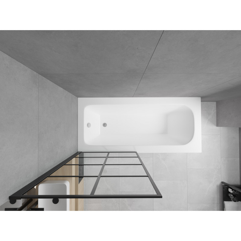 Mexen Vega stačiakampė vonia 150 x 70 cm su korpusu ir 1-durų 80 cm ekranu, juodas raštas - 550115070X9308017077