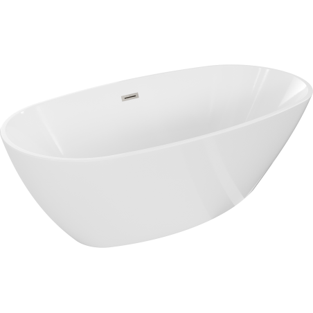 Mexen Eris laisvai stovinti vonia 155 x 80 cm, balta, šlifuotas nikelis - 53441558000-97