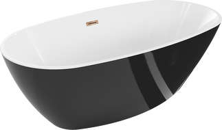 Mexen Eris laisvai stovinti vonia 155 x 80 cm, balta/juoda, persikų auksas - 53441558075-60