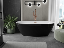 Mexen Eris laisvosios montavimo vonia 155 x 80 cm, balta/juoda, šlifuotas varis - 53441558075-65